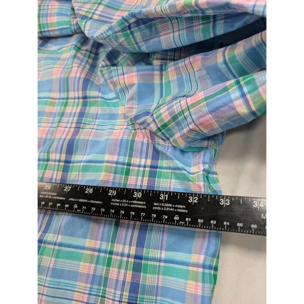 Ralph Lauren Men 4XLT Plaid Button Down Shirt  Blue Pink Check Long Sleeve Pony